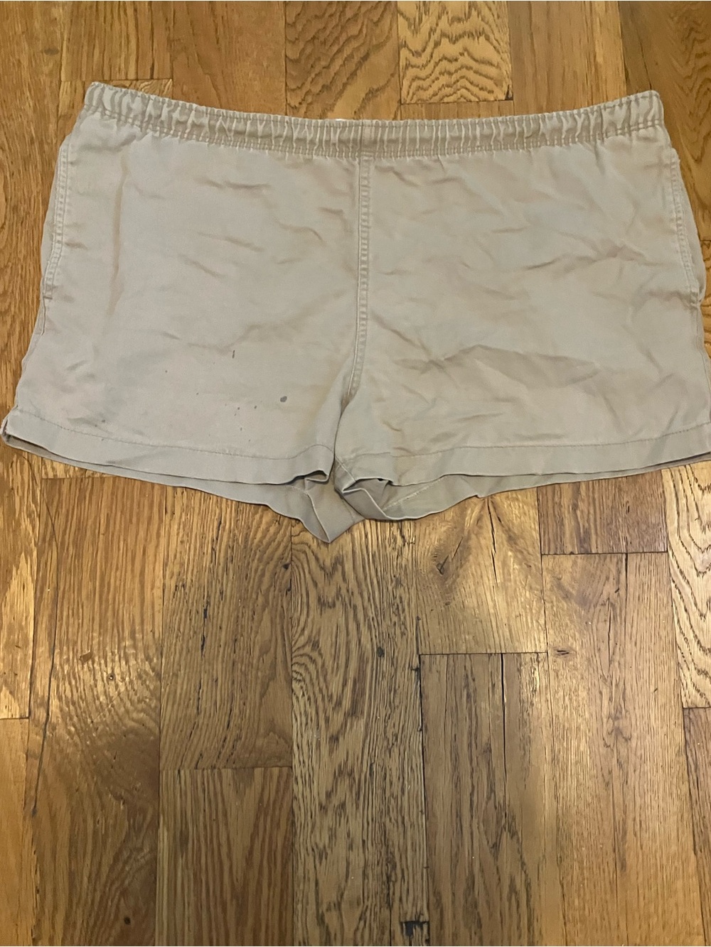 Land's End Men's 36-38 Shorts RN62380 Tan Drawstring Used Cotton Made in USA